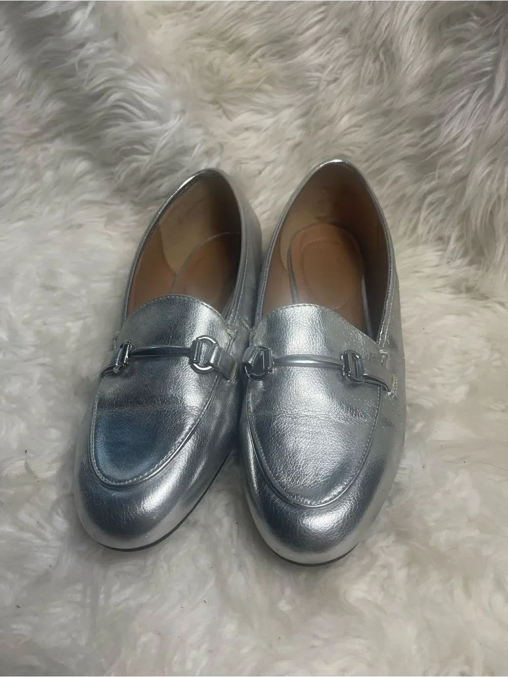 Lane Bryant synthetic Metallic Silver Bit Loafers SZ12W